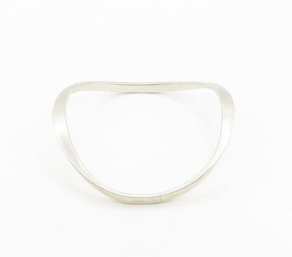 MEXICO 925 Sterling Silver  Vintage Smooth Curved Bangle Bracelet  BT6234