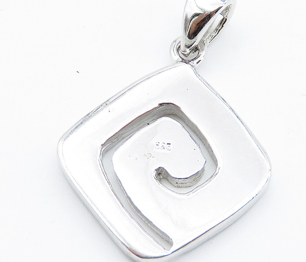 925 Sterling Silver  Inlaid Pink Fire Opal Shiny Spiral Design Pendant  PT6026
