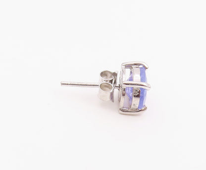 925 Sterling Silver Vintage Earrings Minimalist Oval Cut Tanzanite Stud  EG14210