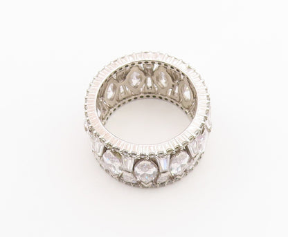 925 Sterling Silver Vintage Ring Multi Shape CZ Eternity Band  Sz 12  RG36500