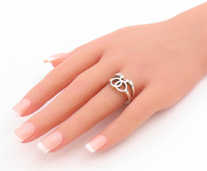925 Sterling Silver Vintage Ring Classic Double Venus Symbol Band  Sz 9  RG33785