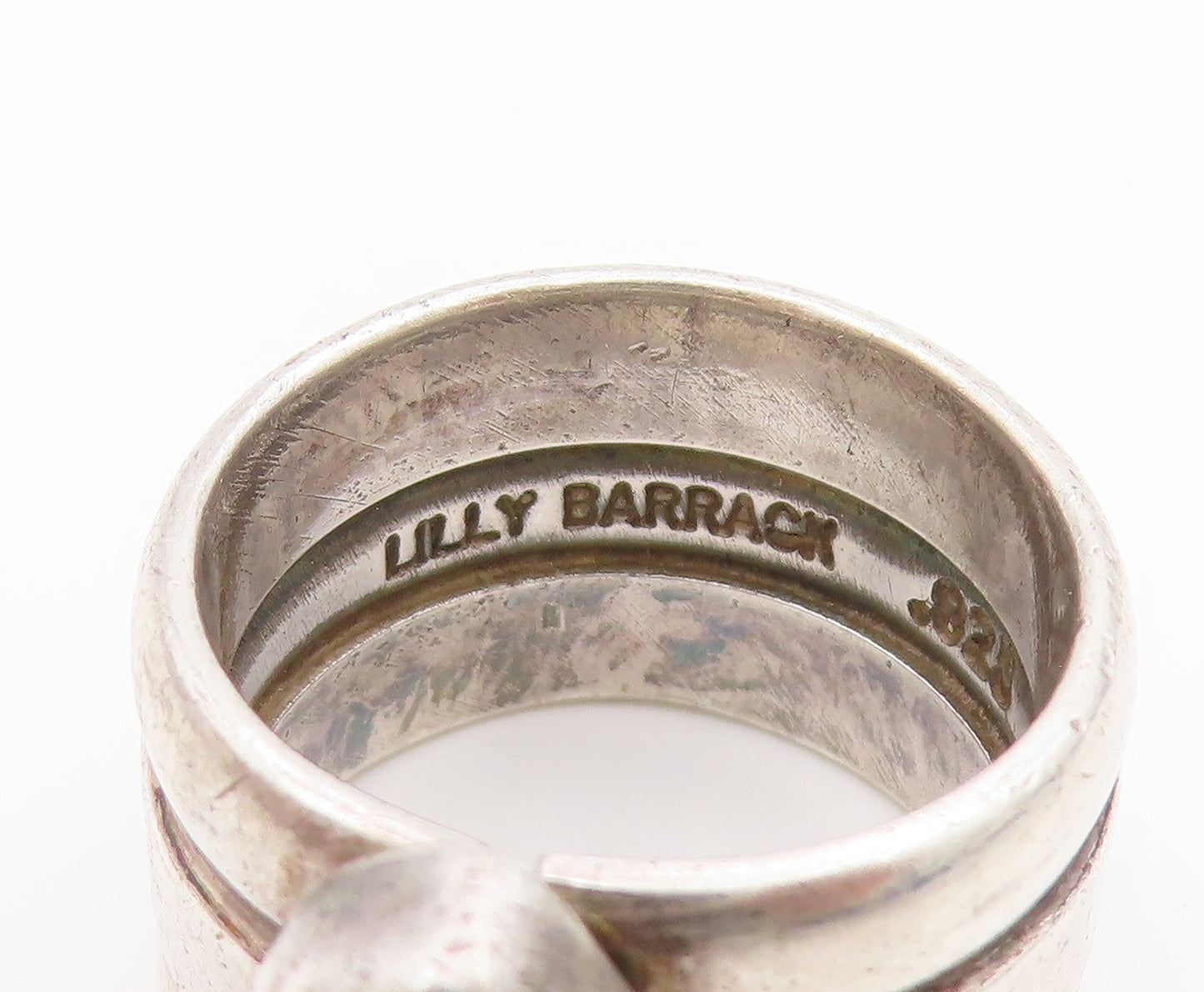 925 Sterling Silver Vintage Ring LILLY BARRACK Raw Amethyst Band Sz 7.5 RG34553