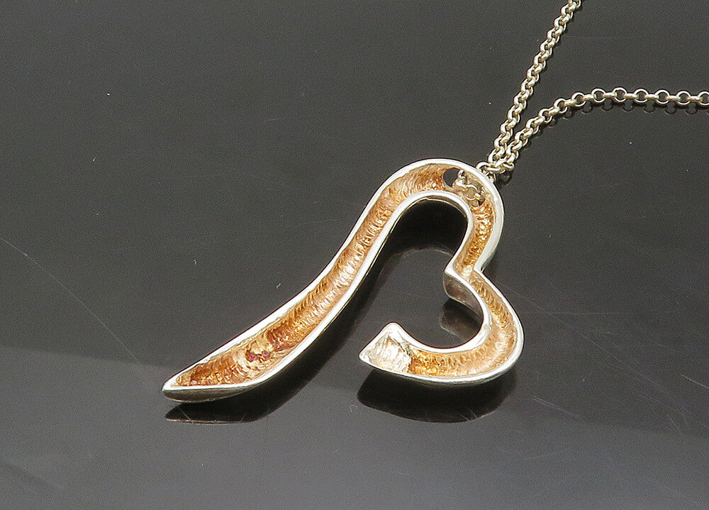 925 Sterling Silver  Vintage Shiny Open Love Heart Chain Necklace  NE3617
