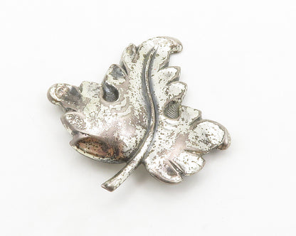 925 Sterling Silver  Vintage Shiny Floral Leaf Motif Brooch Pin  BP5246