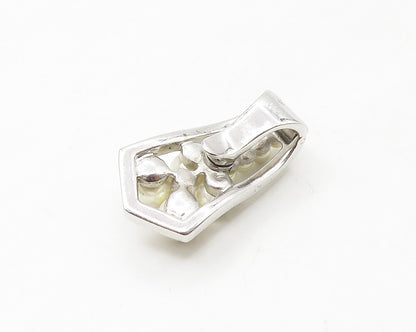 925 Sterling Silver  Shiny Petite Pearls & White Topaz Pendant  PT13776