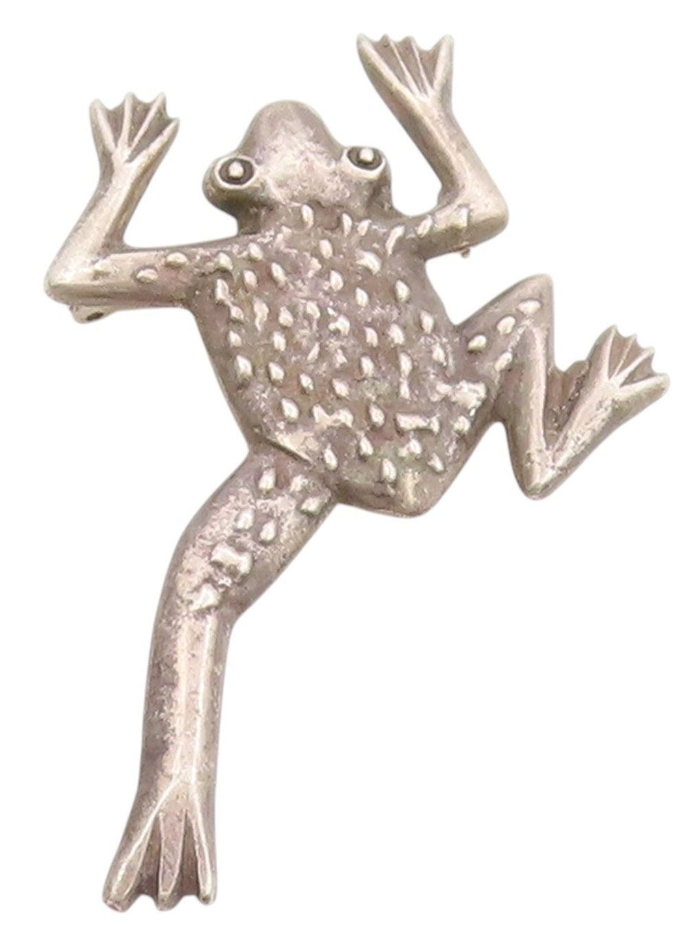 925 Sterling Silver Vintage Brooch Dark Tone Jumping Frog Figural Pin  BP11935