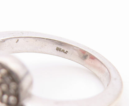 925 Sterling Silver Vintage Ring Real Diamonds Love Heart Knot  Sz 6.5  RG33735
