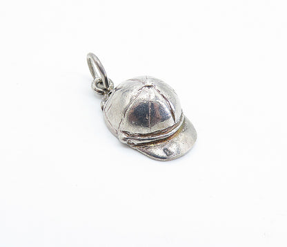 925 Sterling Silver  Vintage Petite Dark Tone Baseball Cap Pendant  PT5272