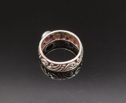 925 Sterling Silver  Vintage Scroll Swirl Amethyst Band Ring Sz 8  RG25510