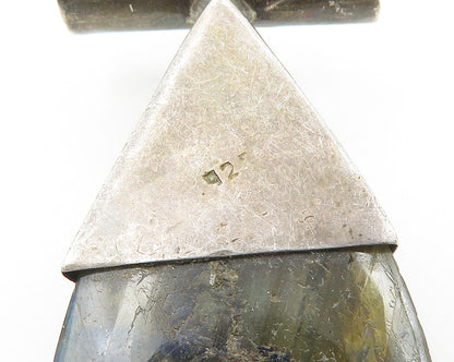 925 Sterling Silver  Vintage Labradorite Tear Drop Slide Pendant  PT14444