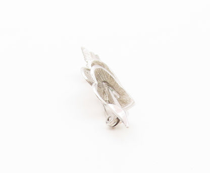 BEAU 925 Silver  Vintage Cupid Arrow Through Love Hearts Brooch Pin  BP9733
