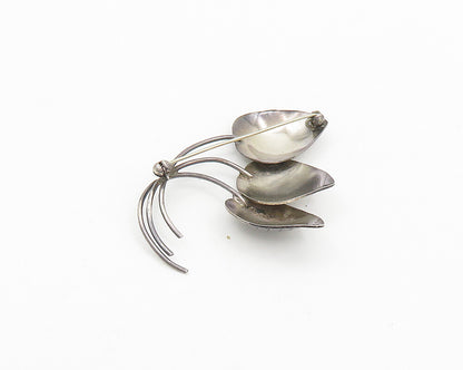 BORRENSEN & LASSEN DENMARK 925 Silver  Vintage Floral Leaves Brooch Pin BP7740