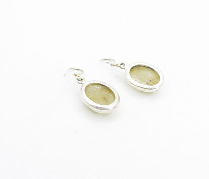 925 Sterling Silver  Vintage Cabochon Rutilated Quartz Dangle Earrings  EG3620