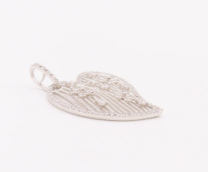 925 Sterling Silver Vintage Pendant Cutout CZ Heart & Grilled Flowers  PT22805