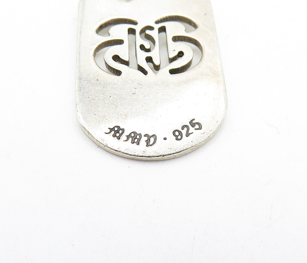 925 Sterling Silver  Vintage Smooth Cutout Design Flat Drop Pendant  PT4772