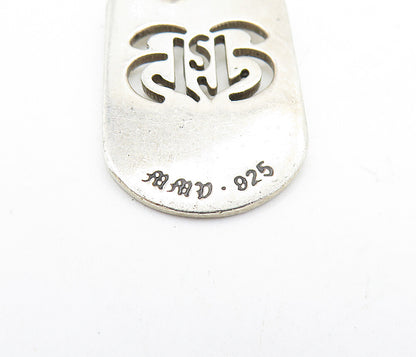 925 Sterling Silver  Vintage Smooth Cutout Design Flat Drop Pendant  PT4772