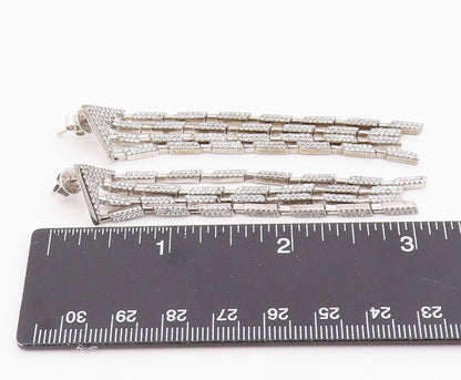925 Sterling Silver Vintage Earrings CZ Elegant Geometric Linear Drop  EG14231