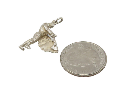 925 Sterling Silver  Vintage Matador Bull Fighter Motif Pendant  PT17228