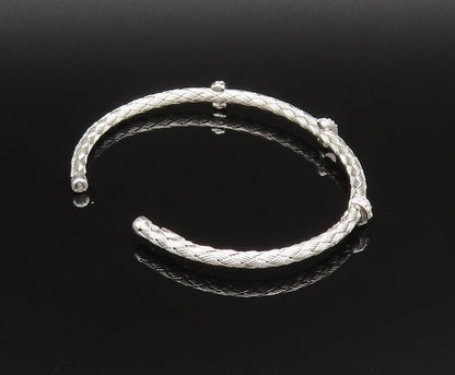 DYADEMA 925 Silver  Vintage Topaz Accent Basket Weave Cuff Bracelet  BT9638
