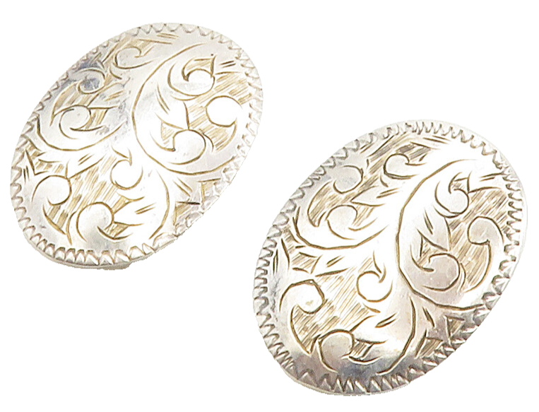 SIAM 925 Silver  Vintage Floral Vine Etched Non Pierce Drop Earrings  EG7647
