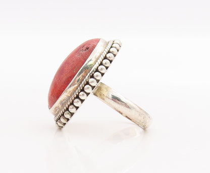 925 Sterling Silver Vintage Ring DOUG PAULUS Large Orange Gemstone Sz 8  RG29138