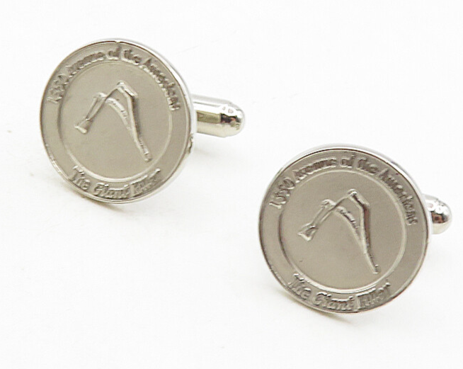 925 Sterling Silver  Vintage Shiny Embossed The Giant Killer Cuff Links TR1531