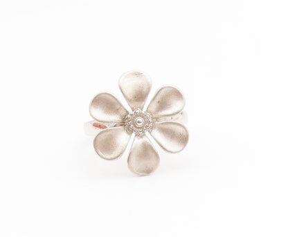 925 Sterling Silver Vintage Ring Classic Carved Daisy Flower Band  Sz 6  RG35104