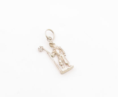 925 Sterling Silver  Vintage Sculpted Knight Armor With Axe Pendant  PT21294