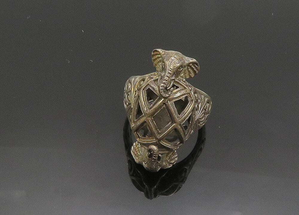 SARDA 925 Sterling Silver Vintage Elephant's Head Swirl Band Ring Sz 8 RG19958