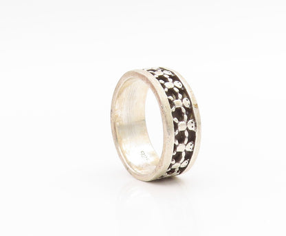925 Sterling Silver Vintage Ring Carved Teddy Bear Eternity Band  Sz 8  RG34516