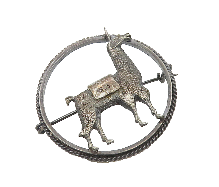 925 Sterling Silver  Vintage Dark Tone Alpaca Open Circle Brooch Pin  BP7300