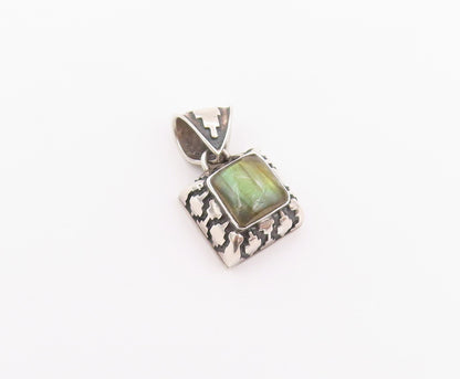 925 Sterling Silver Vintage Pendant Classic Labradorite Geometric Charm  PT26404