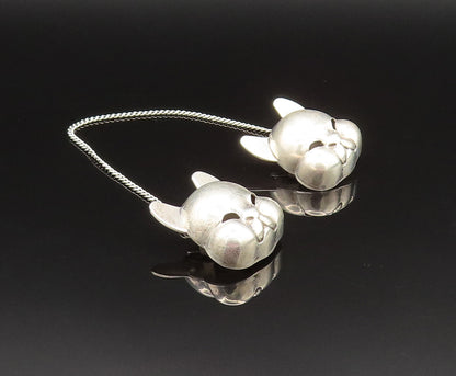 ROBBINS 925 Sterling Silver Vintage Cat Head Sweater Guard Or Bib Clip  TR3364