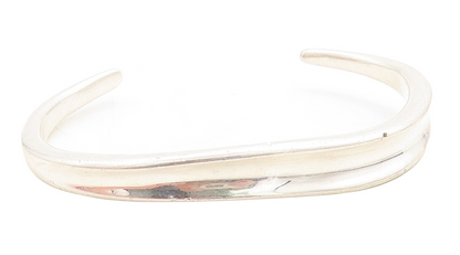 RLM STUDIO 925 Silver  Vintage Shiny Minimalist Concave Cuff Bracelet  BT1544