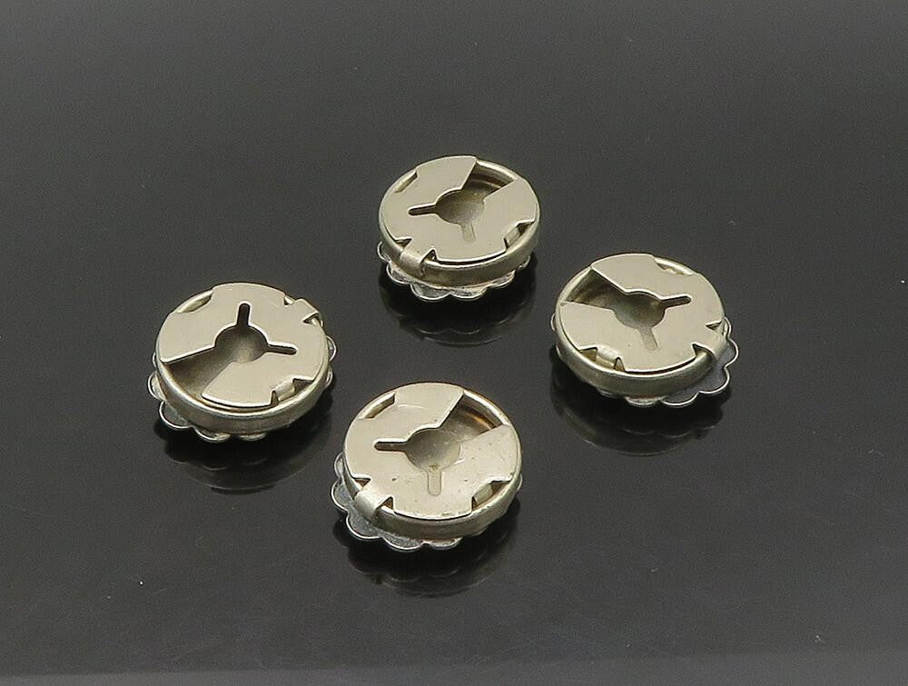 NAVAJO 925 Silver  Vintage Four Piece Set Floral Motif Button Covers  TR3249