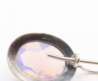 925 Sterling Silver Vintage Earrings EUROPE Faceted Opal Elegant Dangle  EG14152