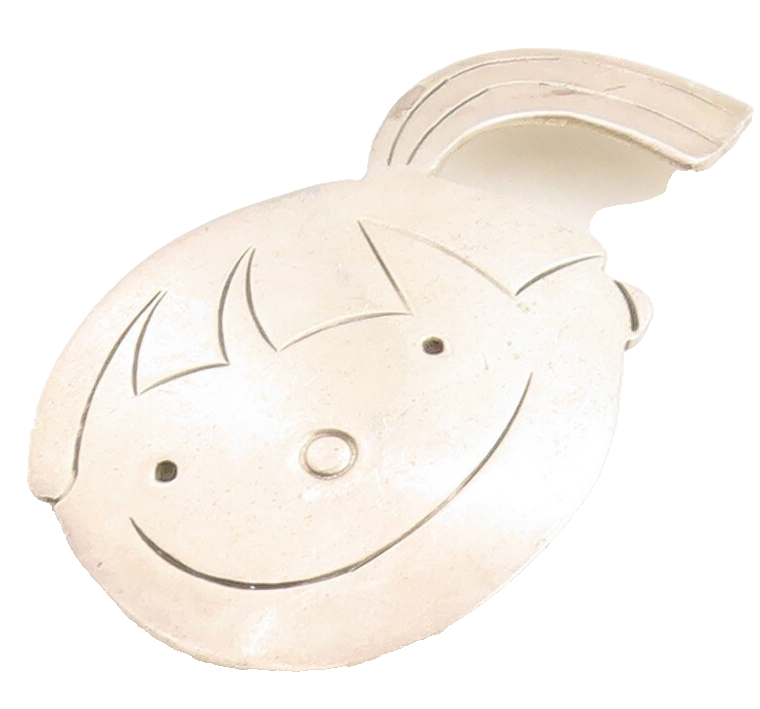 925 Sterling Silver Vintage Brooch Pin MEXICO Large Smiling Girl Face  BP11362