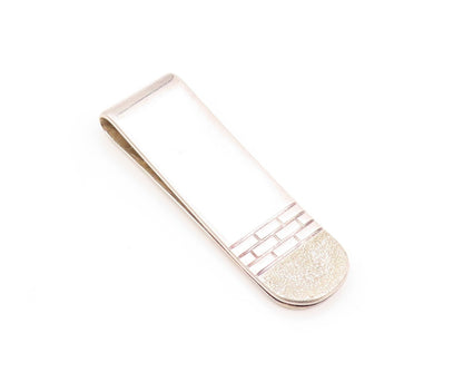 925 Sterling Silver Vintage Money Clip Solid Brick Wall Carved  TR3868