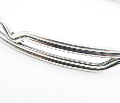 925 Sterling Silver  Vintage Shiny Open Design Round Bangle Bracelet  BT2314
