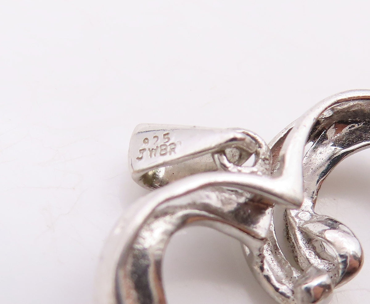 925 Sterling Silver  Vintage Genuine Diamonds Love Heart Pendant  PT19746