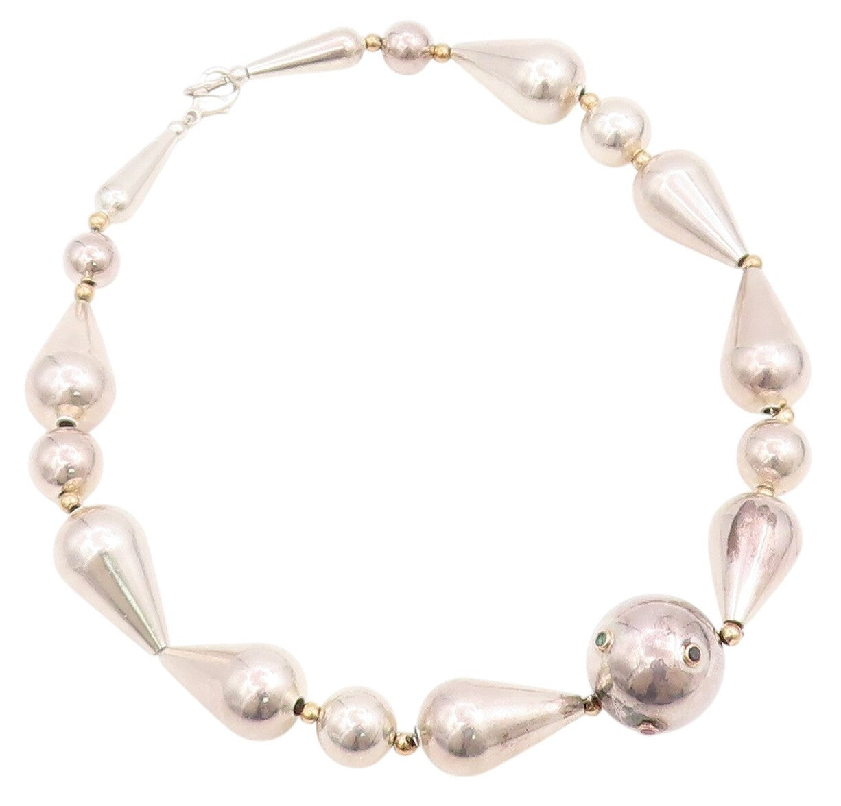 14k Gold 925 Sterling Silver Vintage Necklace Gemstones Drop Cut Spheres NE4471