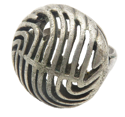 925 Sterling Silver  Vintage Dark Tone Swirl Dome Band Ring Sz 4.5  RG12082