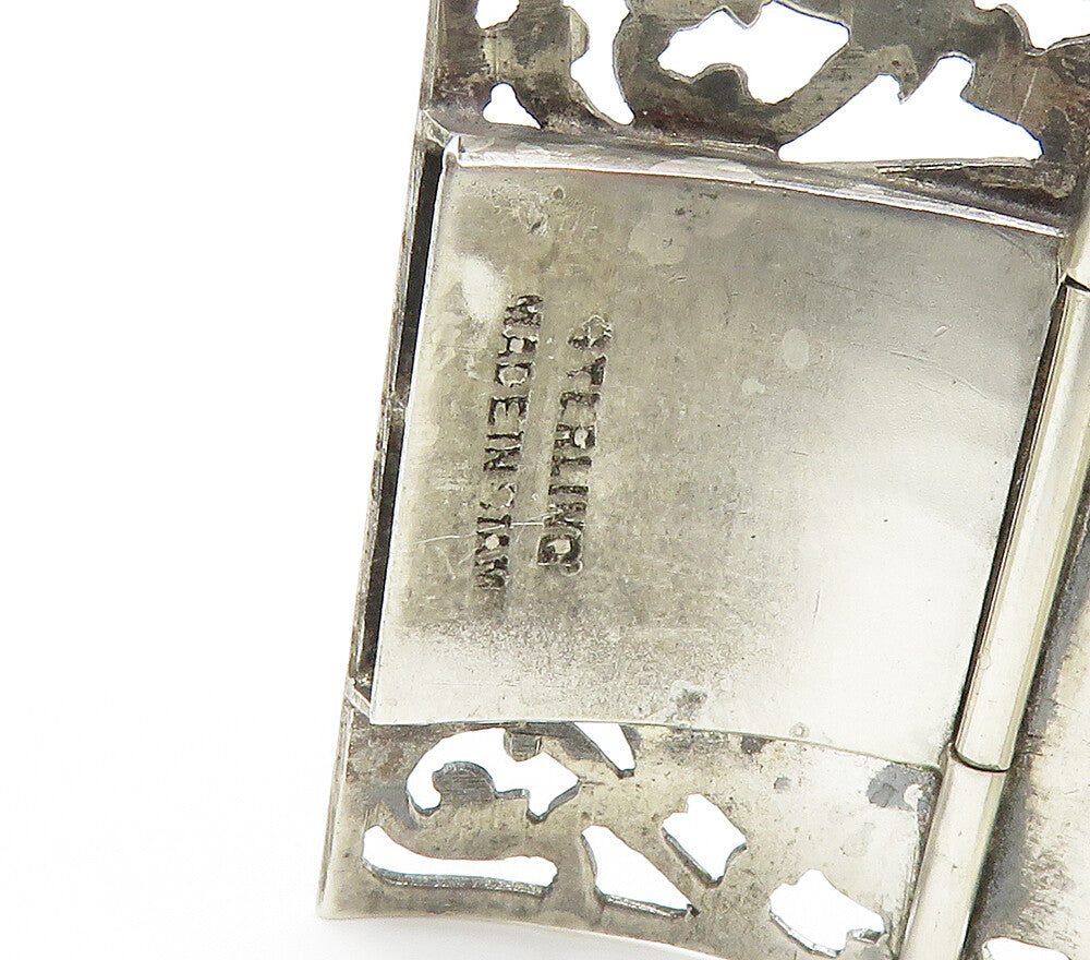 SIAM 925 Sterling Silver  Vintage Enamel Dancer Panel Chain Bracelet  BT6150