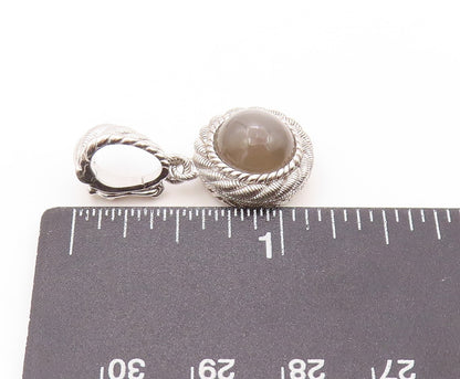 925 Sterling Silver Vintage Pendant JUDITH RIPKA Rope Carved Cat's Eye  PT23942
