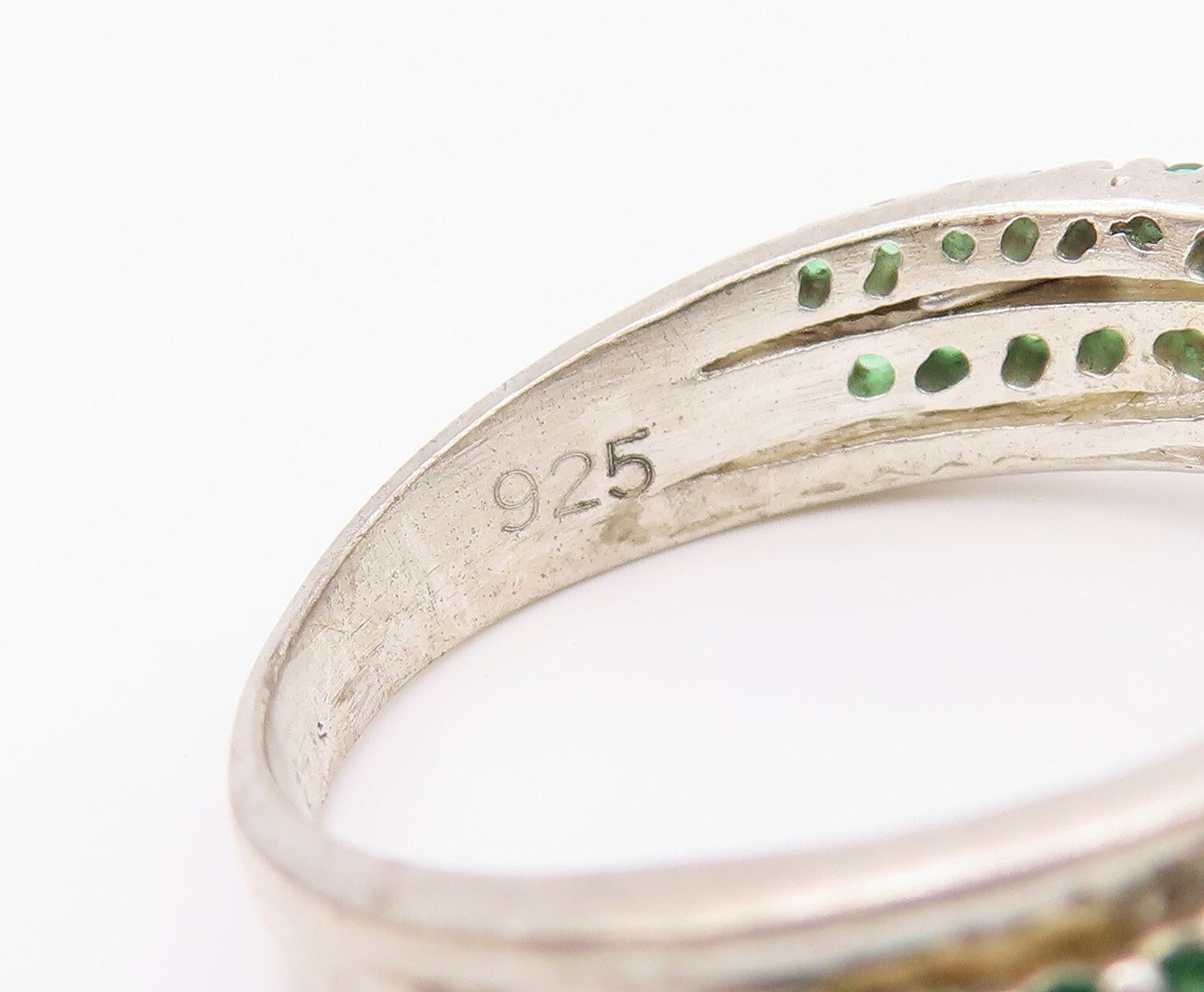 925 Sterling Silver Vintage Ring Designer Cutout Band 2 Tone Topaz SZ 7  RG32029