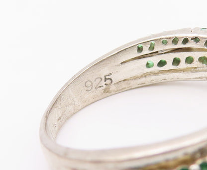 925 Sterling Silver Vintage Ring Designer Cutout Band 2 Tone Topaz SZ 7  RG32029