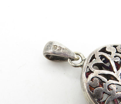 925 Sterling Silver  Vintage Open Love Heart Swirl Design Oval Pendant  PT4673