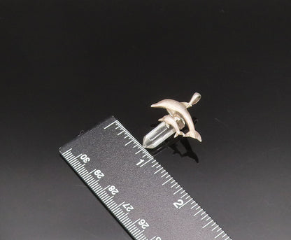 925 Sterling Silver  Vintage Parent & Baby Dolphin Quartz Pendant  PT21003