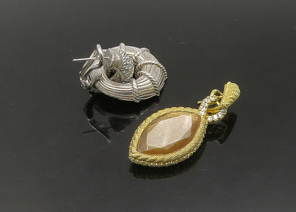 JUDITH RIPKA 925 Sterling Silver Vintage Multi Stone Lot Single Earrings EG11320