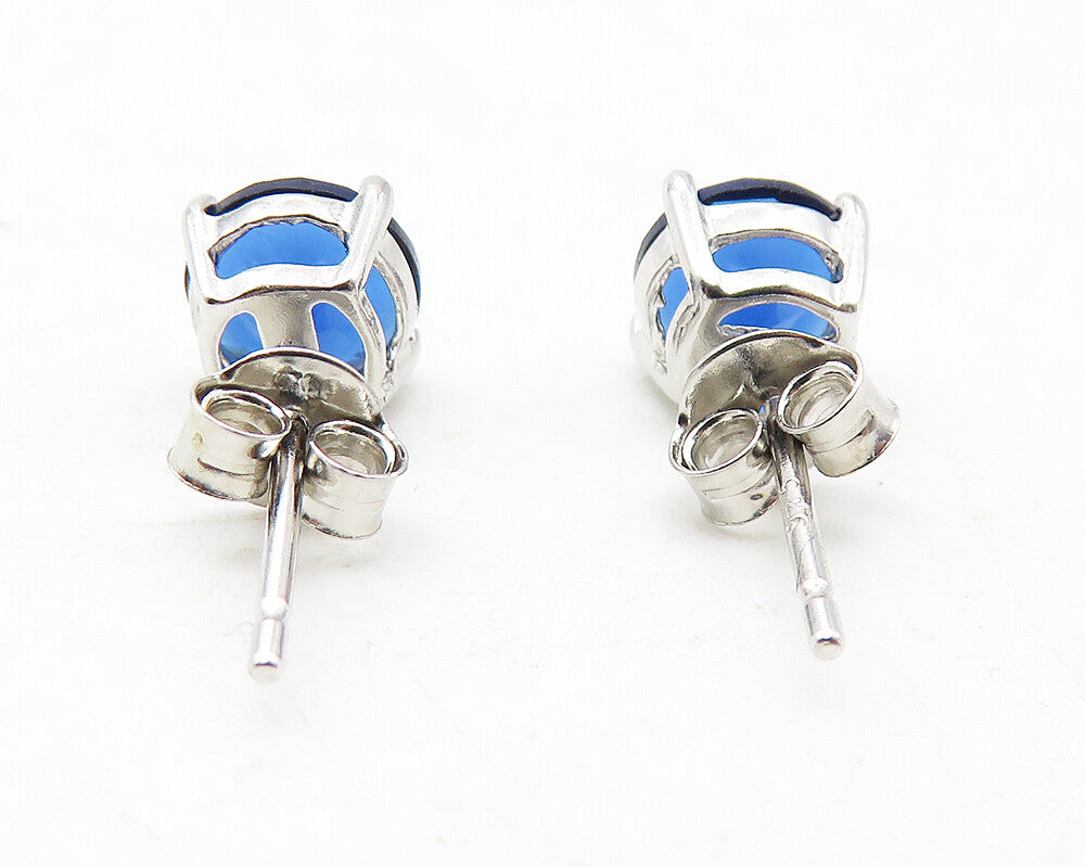 925 Sterling Silver  Shiny Blue Topaz Stud Earrings & Pendant Set  TR1828